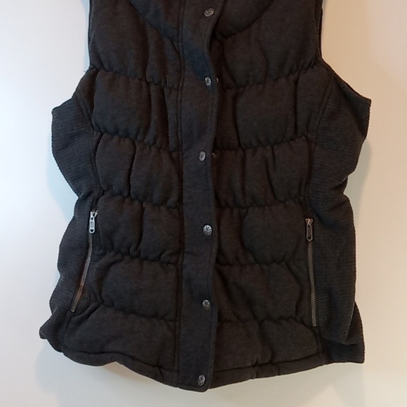 Athleta Full Zip Full Button Vest Thick Heavy Women's Sz S-M Gray EUC NICE! - Picture 2 of 16